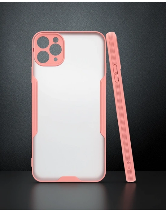 Apple İphone 11 Pro Max Kılıf Platin Silikon - Pembe