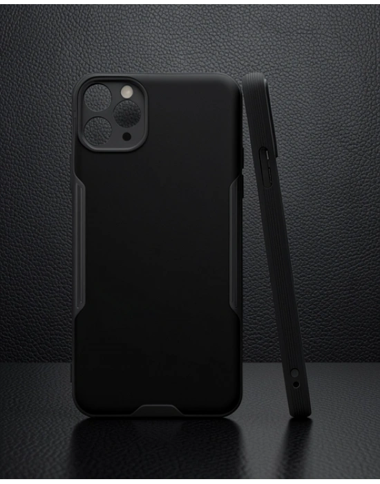 Apple İphone 11 Pro Max Kılıf Platin Silikon - Siyah
