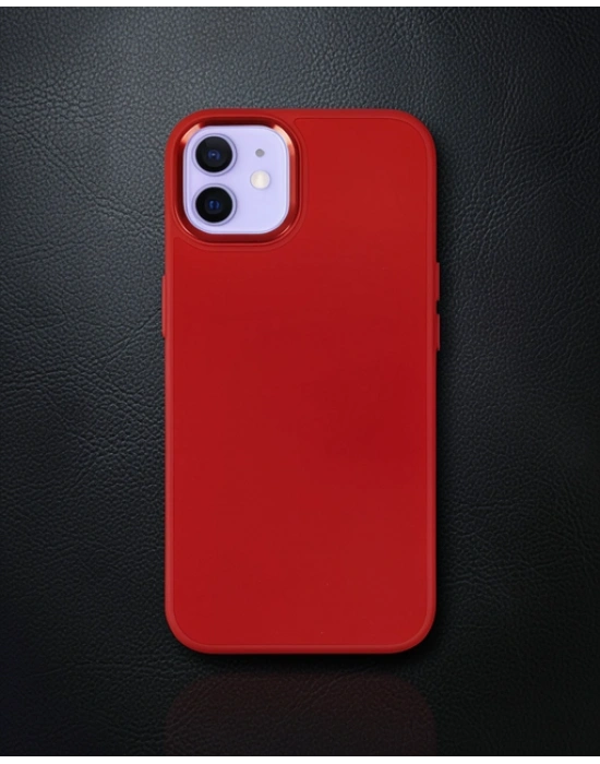 Apple İphone 12 Kılıf Asya Deri Silikon - Kırmızı