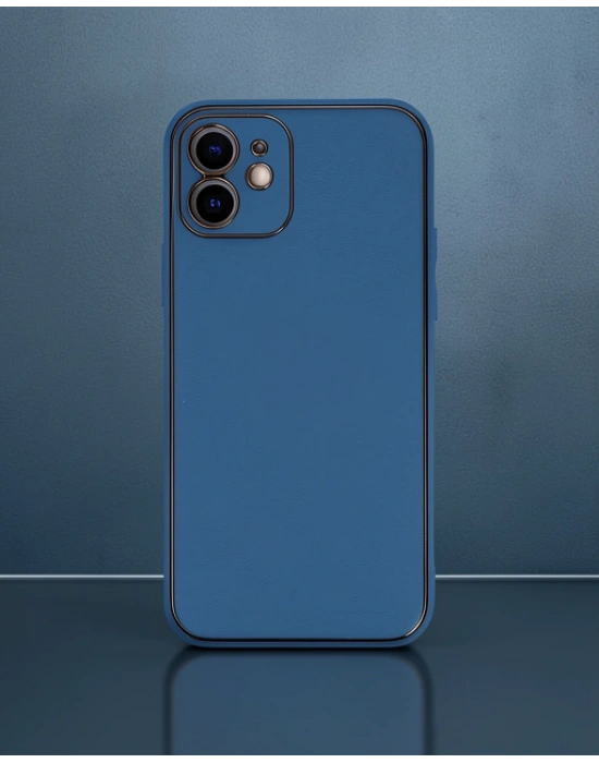 Apple İphone 12 Kılıf Coco Deri Silikon Kapak - Açık Mavi