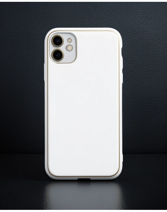 Apple İphone 12 Kılıf Coco Deri Silikon Kapak - Beyaz