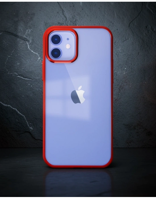 Apple İphone 12 Kılıf Element Silikon - Kırmızı