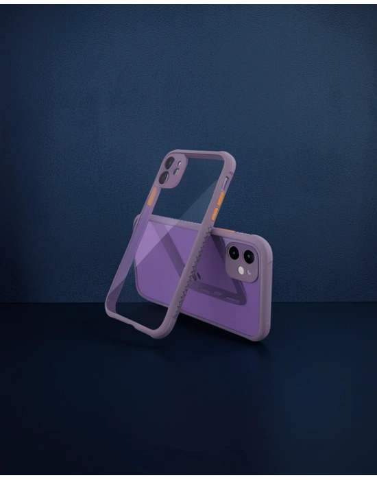 Apple İphone 12 Mini Kılıf Miami Şeffaf Silikon - Açık Mor