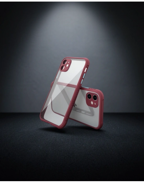 Apple İphone 12 Mini Kılıf Miami Şeffaf Silikon - Fuşya