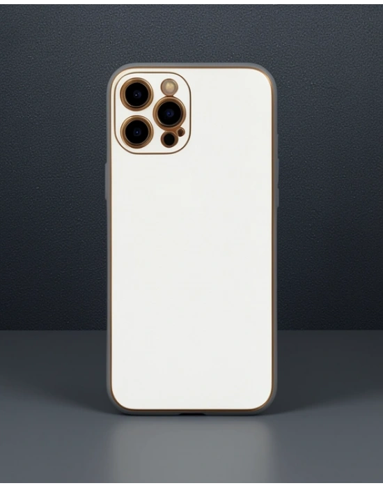 Apple İphone 12 Pro Kılıf Coco Deri Silikon Kapak - Beyaz
