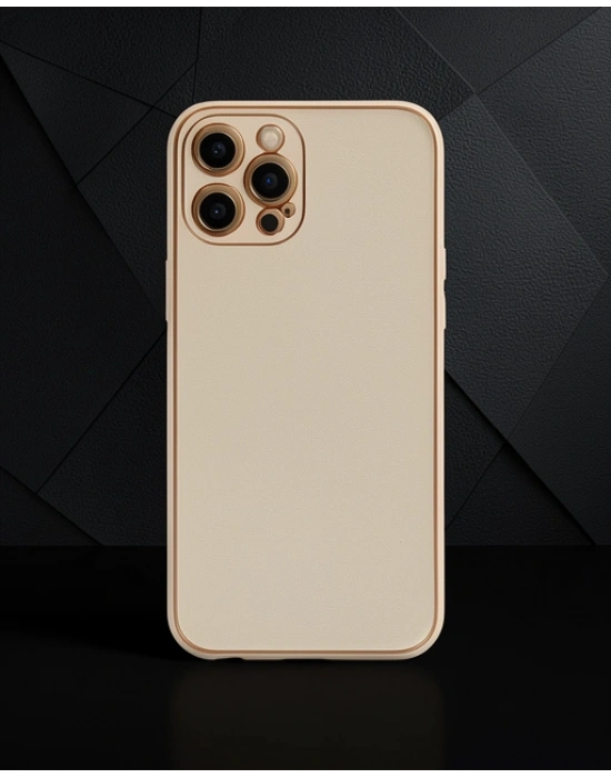 Apple İphone 12 Pro Kılıf Coco Deri Silikon Kapak - Gold