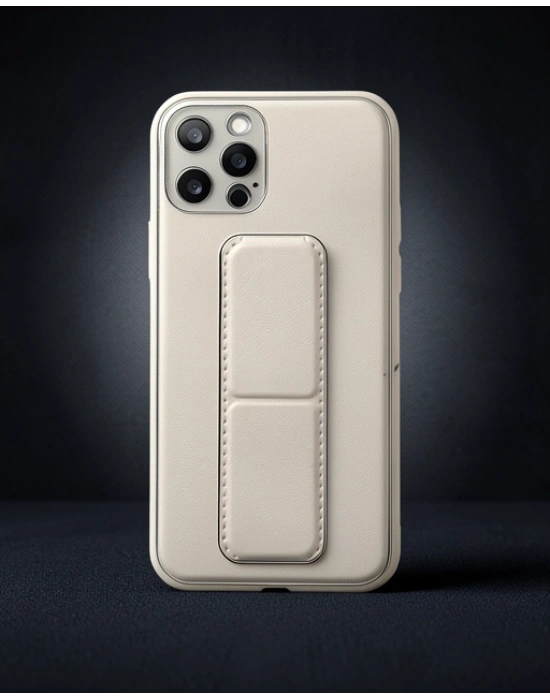 Apple İphone 12 Pro Kılıf Coco Deri Standlı Kapak - Beyaz