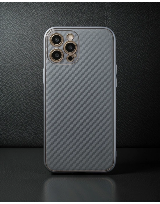 Apple İphone 12 Pro Kılıf Coco Karbon Silikon - Gri