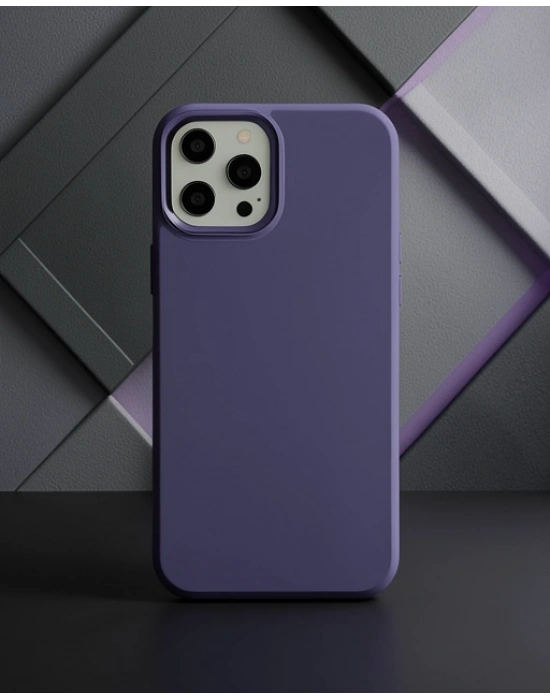 Apple İphone 12 Pro Max Kılıf Asya Deri Silikon - Mor