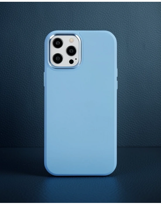 Apple İphone 12 Pro Max Kılıf Asya Deri Silikon - Sierra Blue