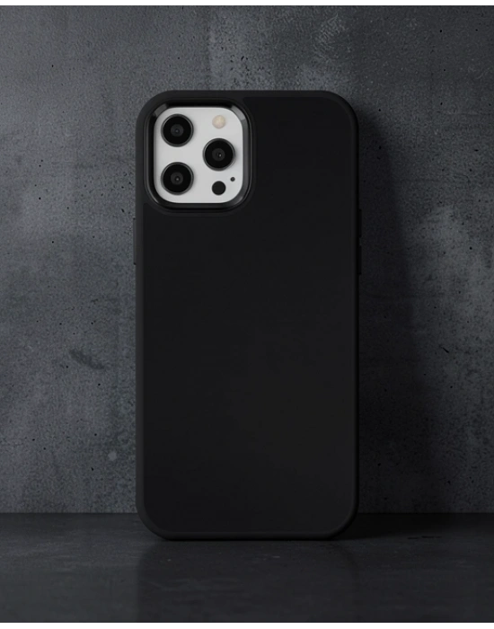 Apple İphone 12 Pro Max Kılıf Asya Deri Silikon - Siyah
