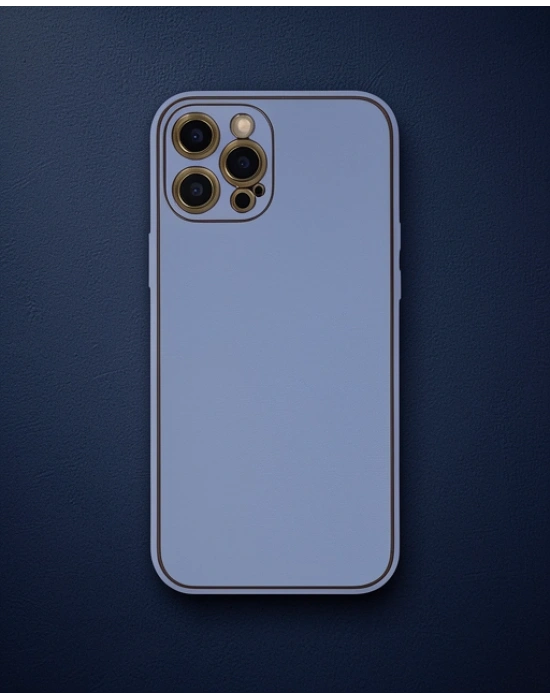Apple İphone 12 Pro Max Kılıf Coco Deri Silikon Kapak - Açık Lila
