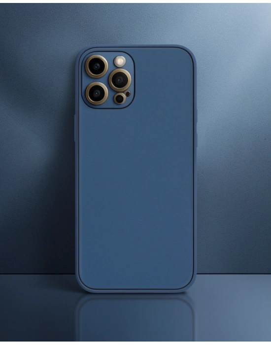 Apple İphone 12 Pro Max Kılıf Coco Deri Silikon Kapak - Açık Mavi