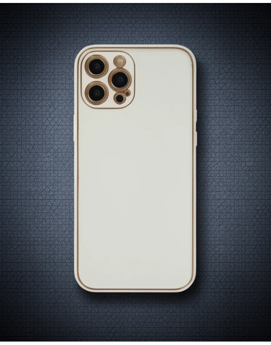 Apple İphone 12 Pro Max Kılıf Coco Deri Silikon Kapak - Beyaz