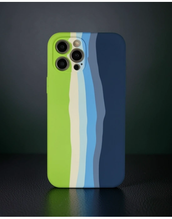 Apple İphone 12 Pro Max Kılıf Ebruli Lansman Silikon - Yeşil-koyu Yeşil
