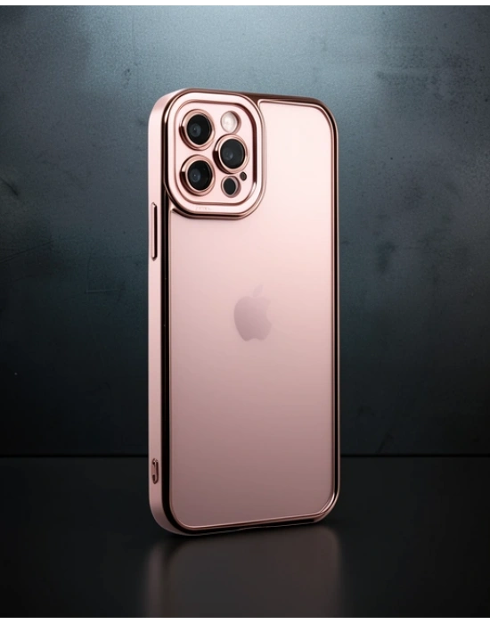 Apple İphone 12 Pro Max Kılıf Liva Lens Silikon - Rose