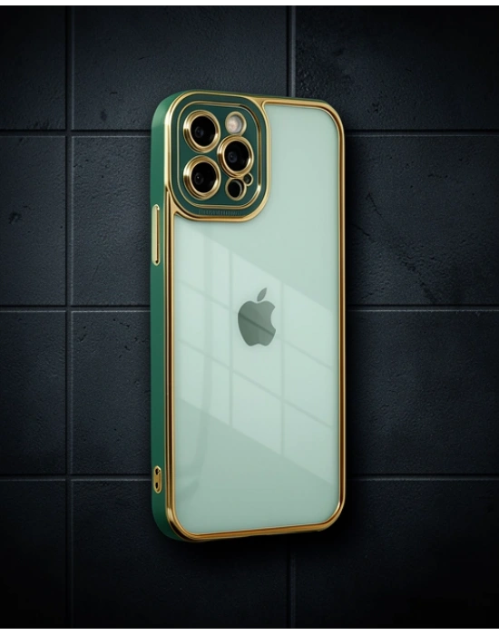 Apple İphone 12 Pro Max Kılıf Liva Lens Silikon - Yeşil
