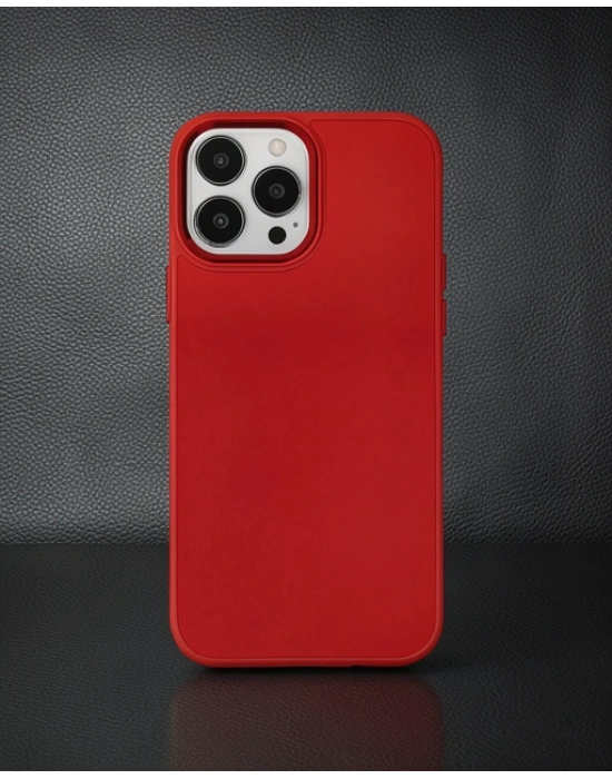 Apple İphone 13 Pro Kılıf Asya Deri Silikon - Kırmızı