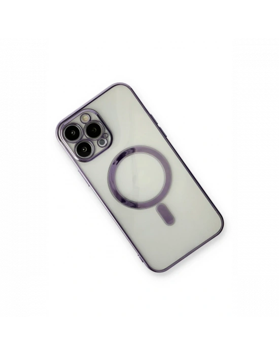Apple iPhone 13 Pro Kılıf Magneticsafe Lazer Silikon - Mor