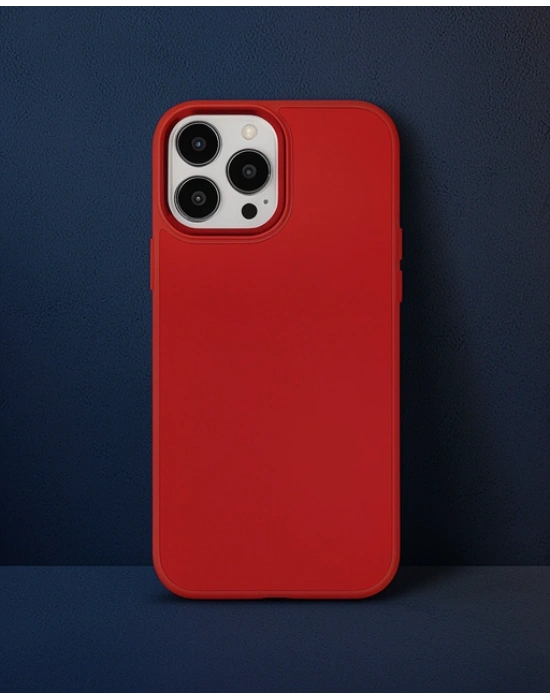 Apple İphone 13 Pro Max Kılıf Asya Deri Silikon - Kırmızı