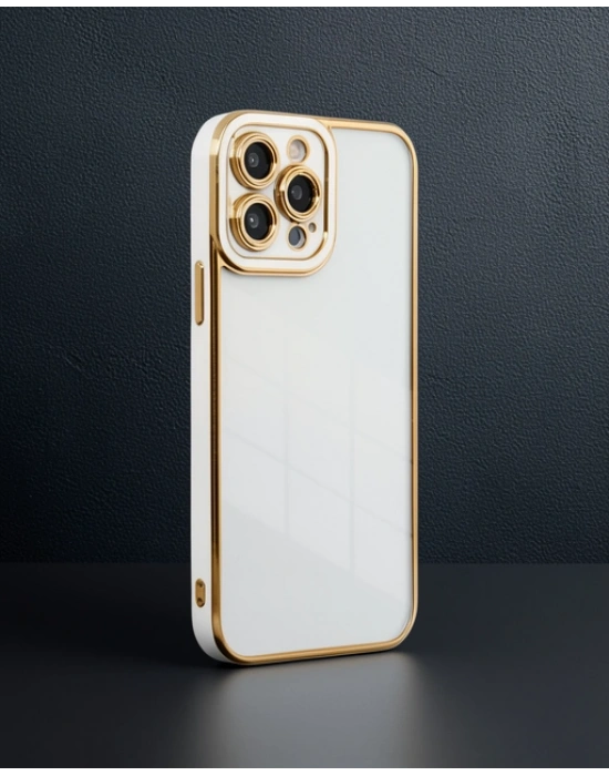 Apple İphone 13 Pro Max Kılıf Liva Lens Silikon - Beyaz