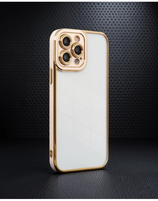 Apple İphone 13 Pro Max Kılıf Liva Lens Silikon - Pudra
