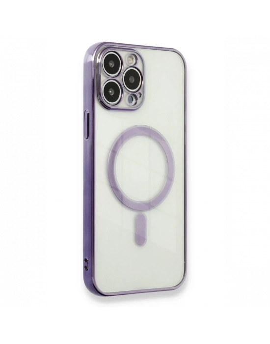 Apple iPhone 13 Pro Max Kılıf Magneticsafe Lazer Silikon - Mor