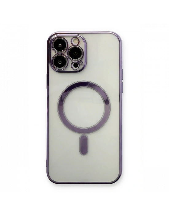 Apple iPhone 13 Pro Max Kılıf Magneticsafe Lazer Silikon - Mor