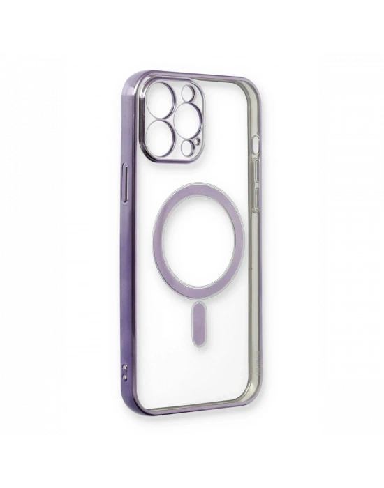 Apple iPhone 13 Pro Max Kılıf Magneticsafe Lazer Silikon - Mor