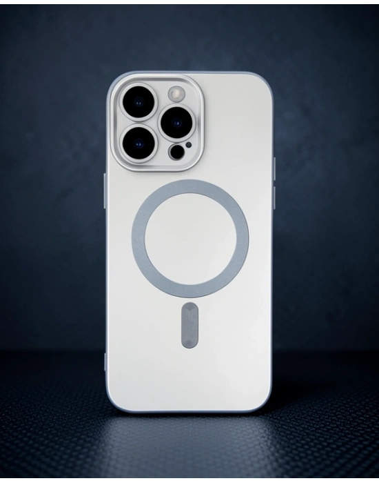 Apple İphone 13 Pro Max Kılıf Moshi Lens Magneticsafe Silikon - Gümüş