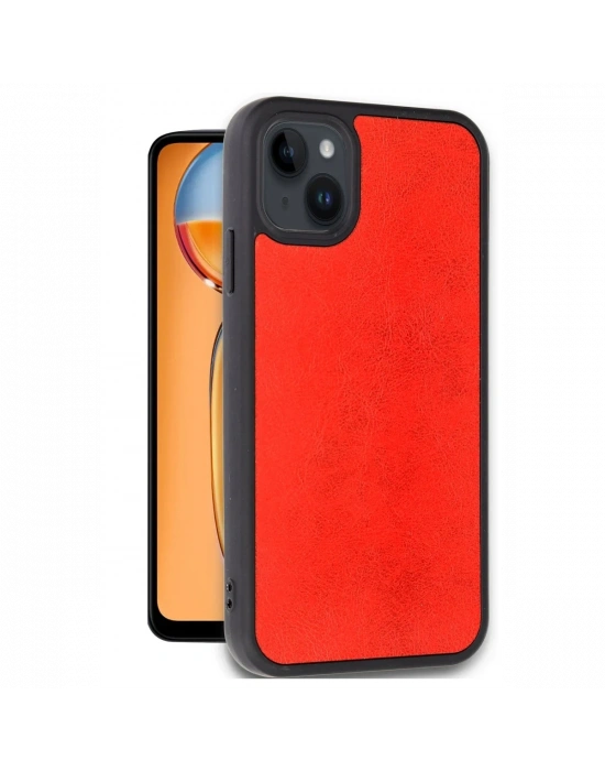 Apple iPhone 14 Kılıf Aras Deri Kapak - Kırmızı