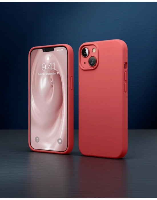 Apple İphone 14 Kılıf First Silikon - Kırmızı