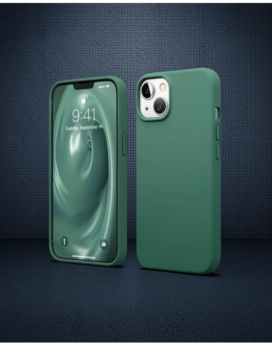 Apple İphone 14 Kılıf First Silikon - Koyu Yeşil