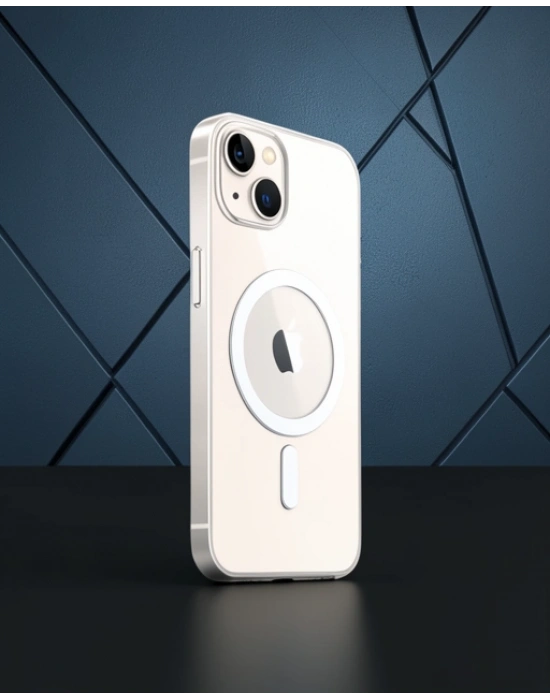 Apple İphone 14 Kılıf Magneticsafe Şeffaf Silikon - Şeffaf