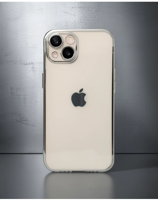Apple İphone 14 Kılıf Razer Lensli Silikon - Gümüş