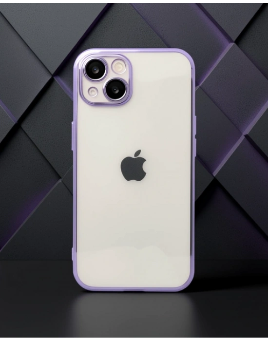 Apple İphone 14 Kılıf Razer Lensli Silikon - Mor