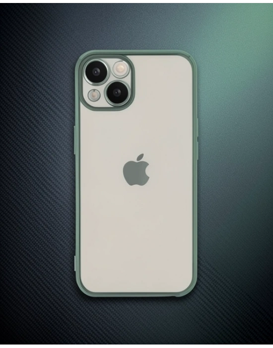 Apple İphone 14 Kılıf Razer Lensli Silikon - Yeşil