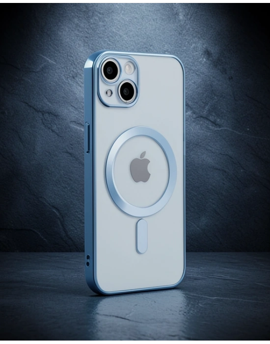 Apple İphone 14 Plus Kılıf Magneticsafe Lazer Silikon - Sierra Blue