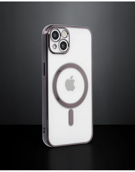 Apple İphone 14 Plus Kılıf Magneticsafe Lazer Silikon - Siyah