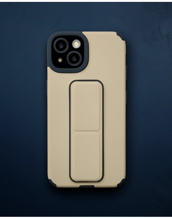 Apple İphone 14 Plus Kılıf Mega Standlı Silikon - Gold