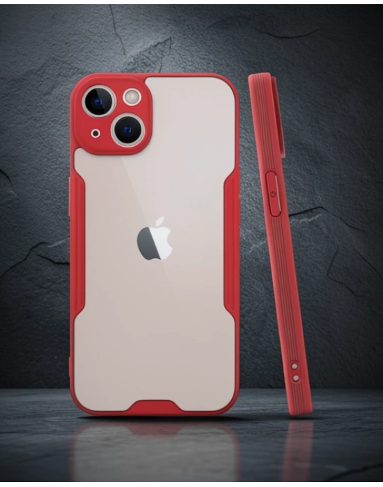 Apple İphone 14 Plus Kılıf Platin Silikon - Kırmızı