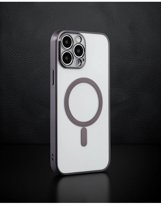 Apple İphone 14 Pro Kılıf Magneticsafe Lazer Silikon - Siyah