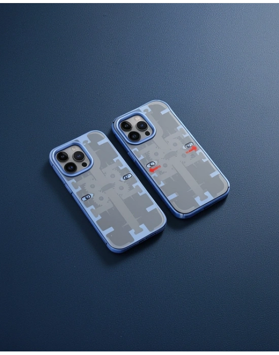 Apple İphone 14 Pro Kılıf Mekanik Bumper Kapak - Mavi