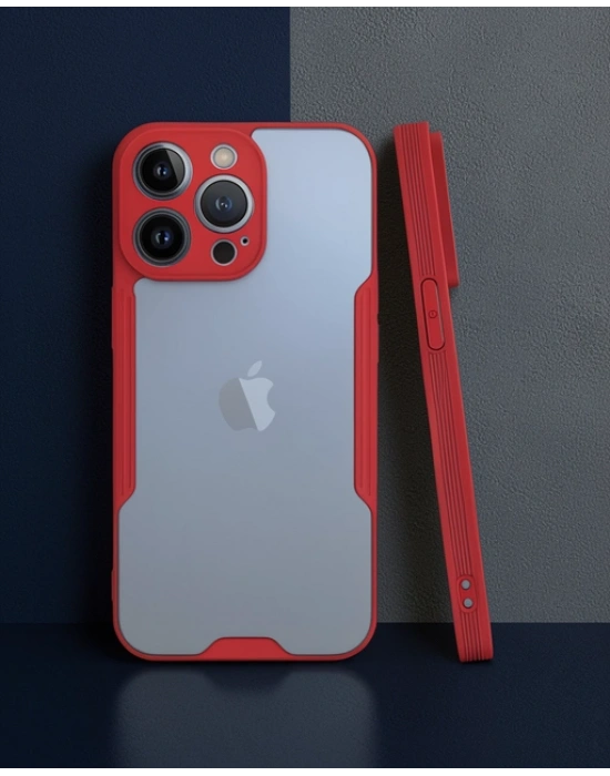 Apple İphone 14 Pro Kılıf Platin Silikon - Kırmızı
