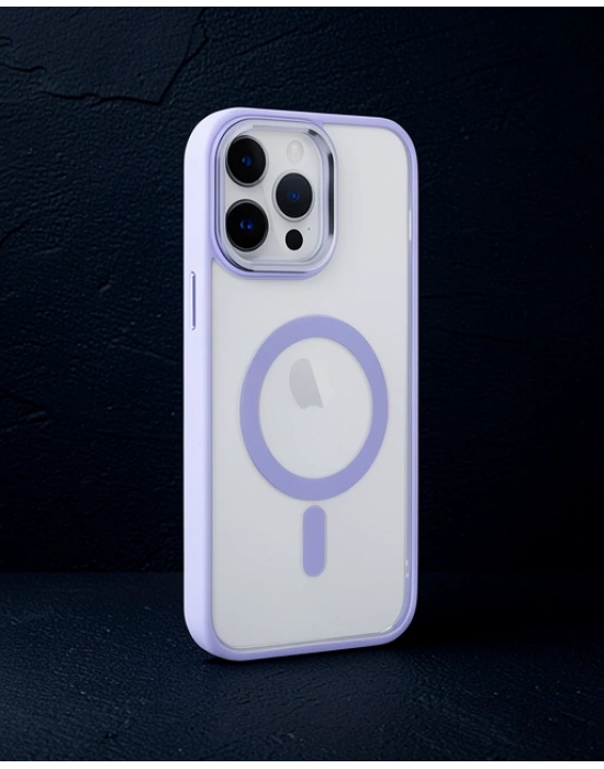 Apple İphone 14 Pro Kılıf Room Magneticsafe Silikon - Lila