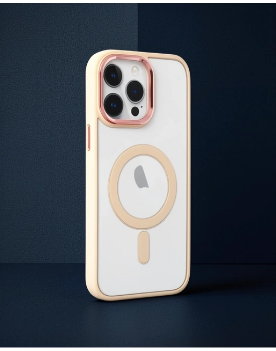 Apple İphone 14 Pro Kılıf Room Magneticsafe Silikon - Pudra