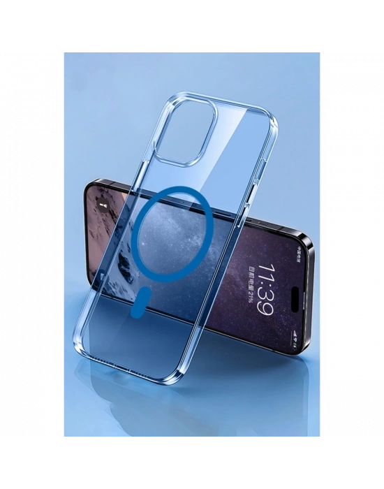 Apple iPhone 14 Pro Kılıf Tron Şeffaf Magsafe Kapak - Mavi