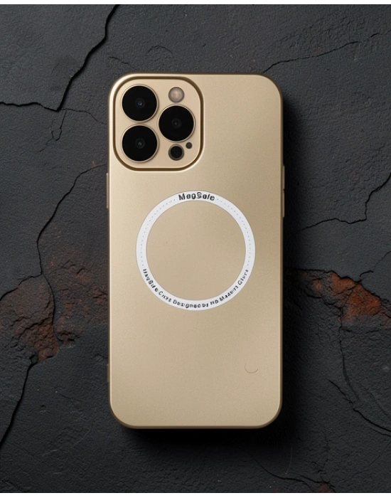 Apple İphone 14 Pro Max Kılıf Jack Magneticsafe Lens Silikon - Gold