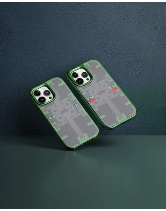 Apple İphone 14 Pro Max Kılıf Mekanik Bumper Kapak - Yeşil