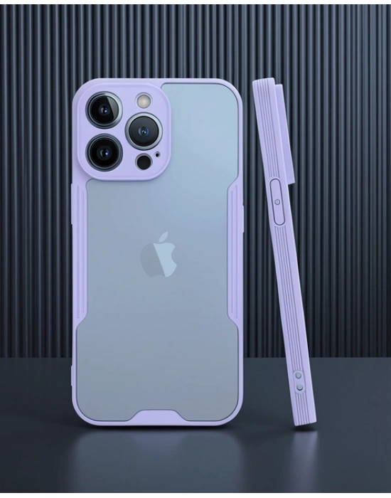 Apple İphone 14 Pro Max Kılıf Platin Silikon - Lila